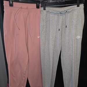 Nike Womens Pink and Gray Sweatpants Set